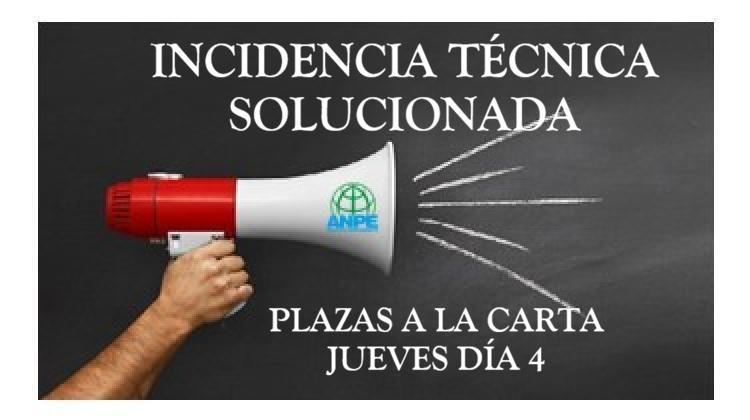 NUEVO AVISO. INCIDENCIA TÉCNICA SOLUCIONADA. La Adjudicación se hará el sábado 5. Las plazas se publicarán el viernes 4