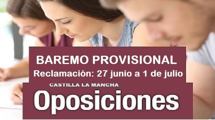 Publicado baremo provisional de la fase de concurso. Concurso - Oposición Maestros 2022 CLM. Reclamación: 27 junio a 1 julio