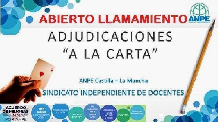 Plazas disponibles para adjudicación del 13/02/2026 para los cuerpos de Maestros y EEMM, a la carta.