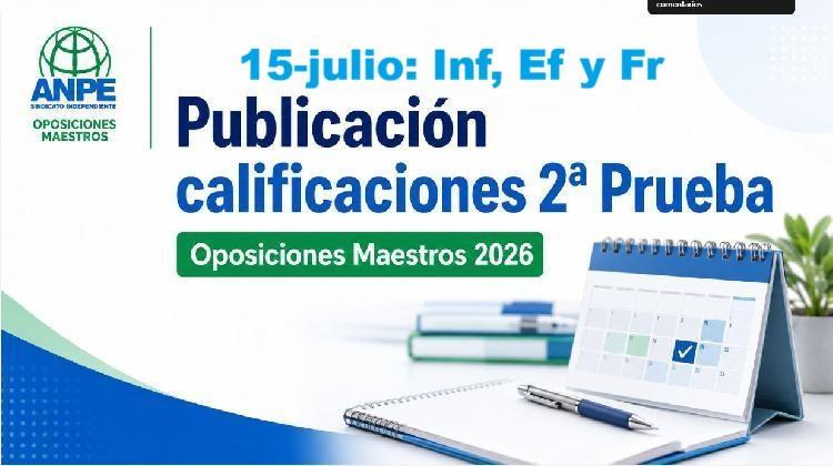 Comienzan Publicaciones NOTAS 2ª Prueba (Programación y U. Didáctica) Oposiciones Maestros/as 2026. Infantil publicada