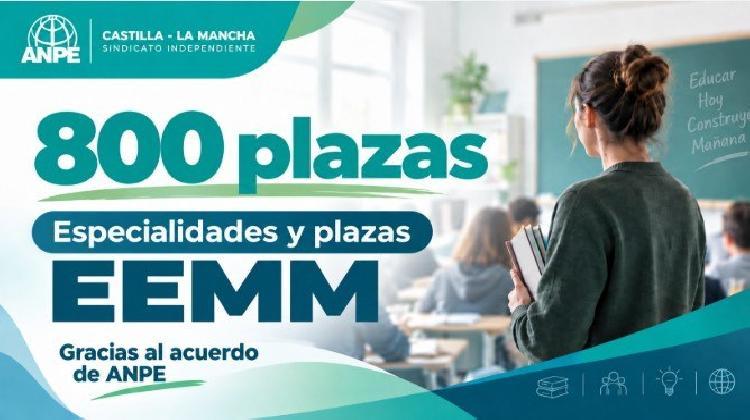 ANPE anuncia una Oferta de Empleo Público de unas 800 plazas docentes para EEMM en 2027