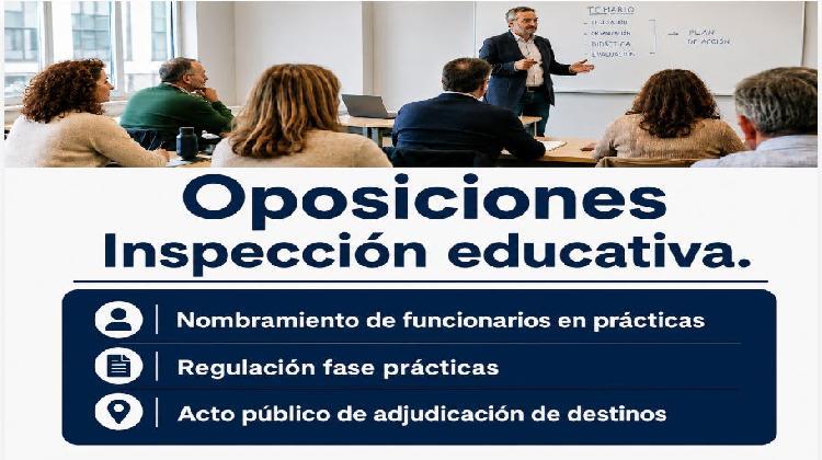 Inspección. Resolución de 30/07/2026. Nombramiento y regulación funcionarios en prácticas. Acto público adjudicación destinos.