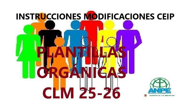 Instrucciones como consecuencia de modificación de plantillas CEIP, CRA, CEPA E IES en CLM para curso 25-26