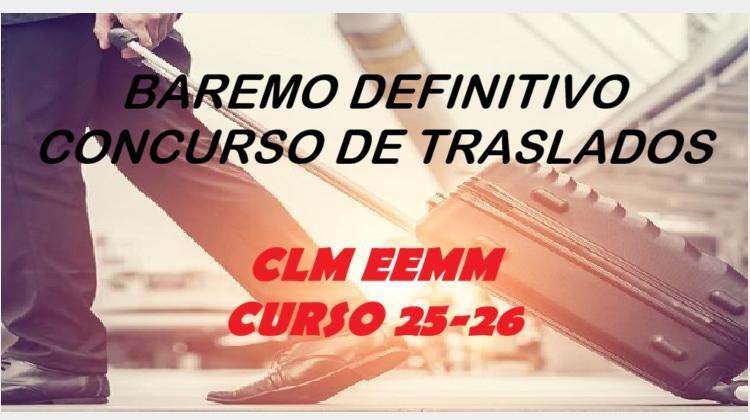 CLM. Baremos Definitivos EEMM Concurso Traslados y Concursillo 25-26