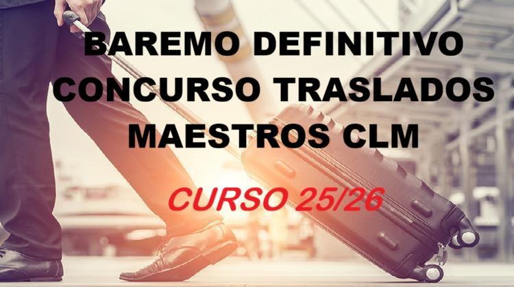 CLM. Baremo Definitivo MAESTROS Concurso Traslados y Concursillo 25-26