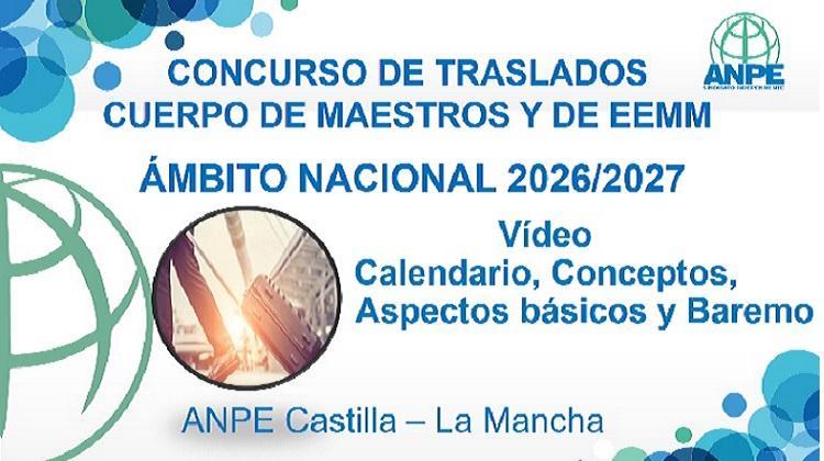 Fechas, Calendario y Video explicativo Baremo Concurso de Traslados Nacional 26-27. Adelanto Charlas Online Martes 10Noviembre