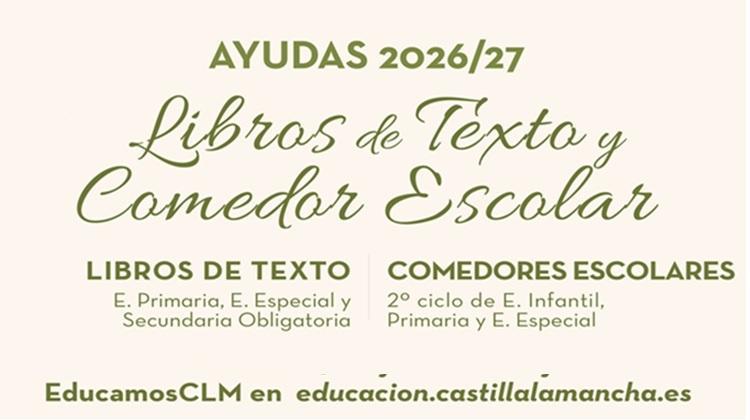 Convocatoria Ayuda LIBROS DE TEXTO Y COMEDOR ESCOLAR curso 2026/2027. Resolución definitiva periodo ordinario