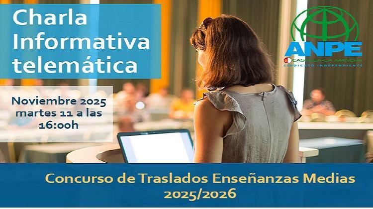 Acceso a Charla Telemática Cuerpos de EEMM. Concurso de Traslados de EEMM de ámbito regional 2025 desde CLM